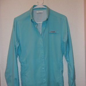 COLUMBIA, OMNI SHADE, LIGHT TOURQOISE, VENTED, SHIRT, SIZE SMALL